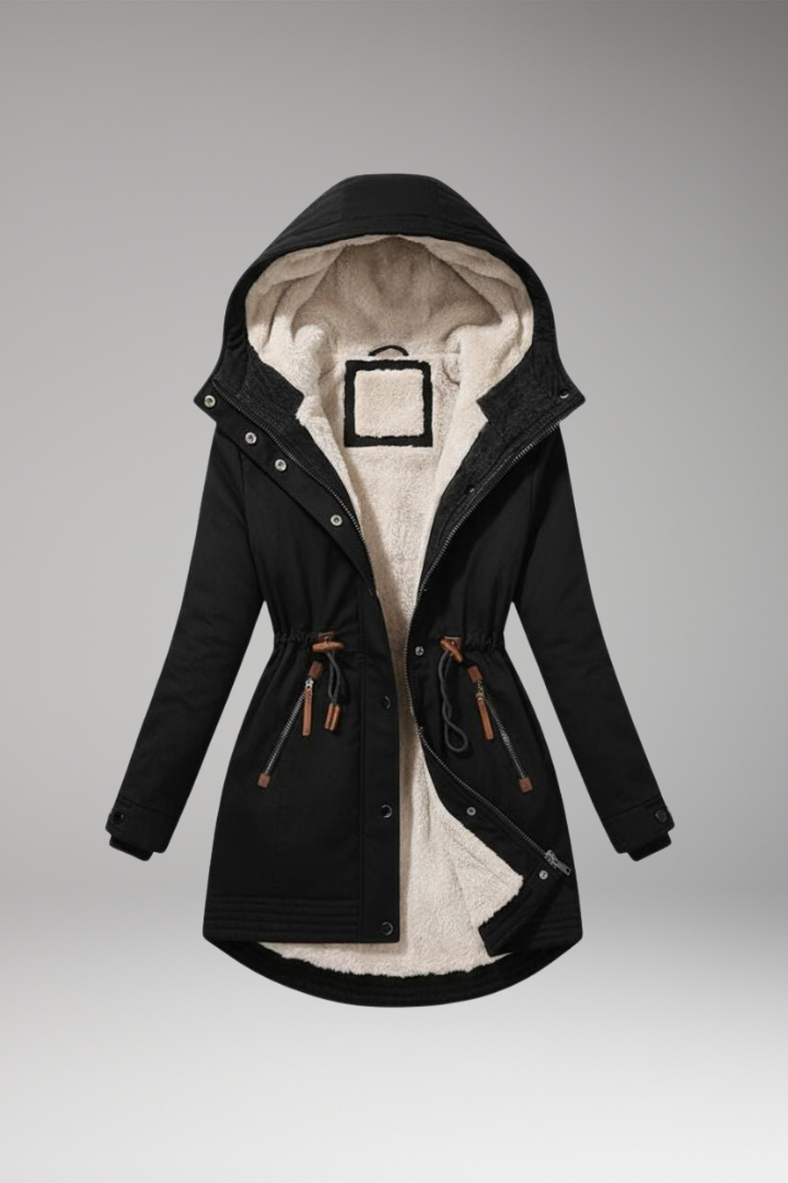 Women’s parka with lined hood and adjustable waist