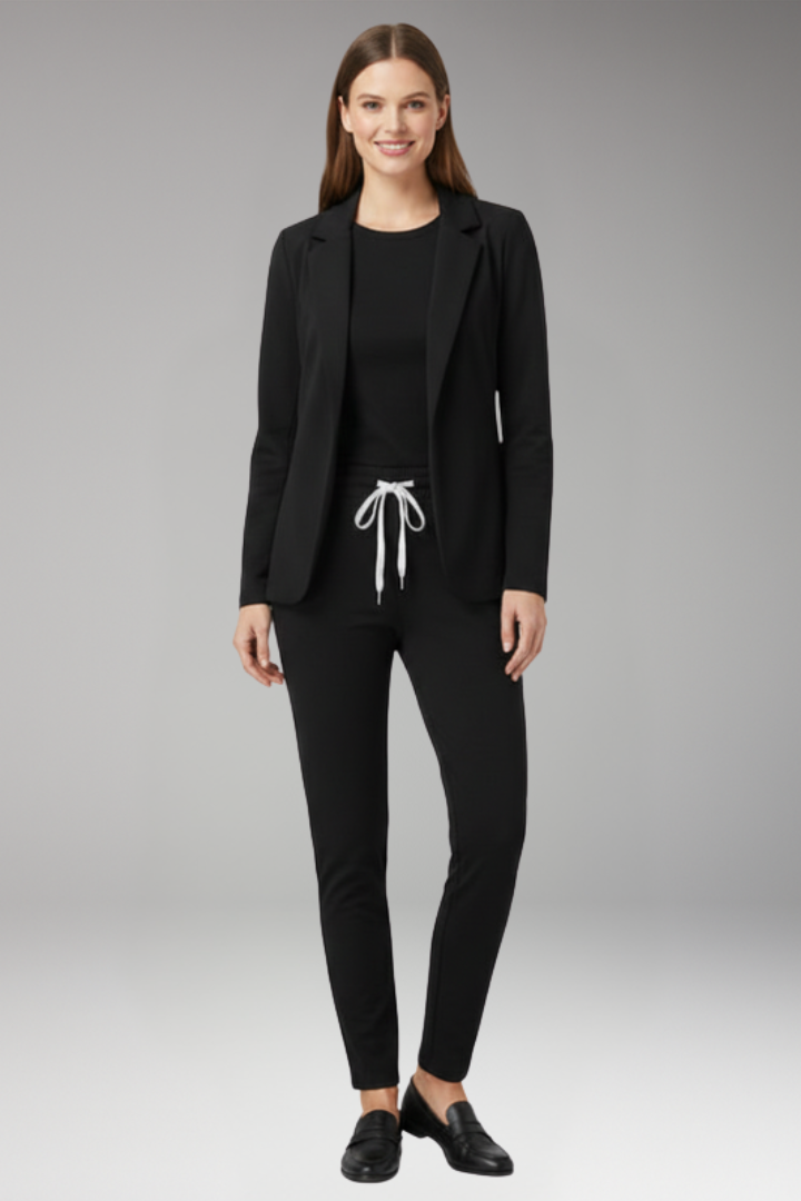 Women's Two-Piece Set with Blazer and Drawstring Trousers