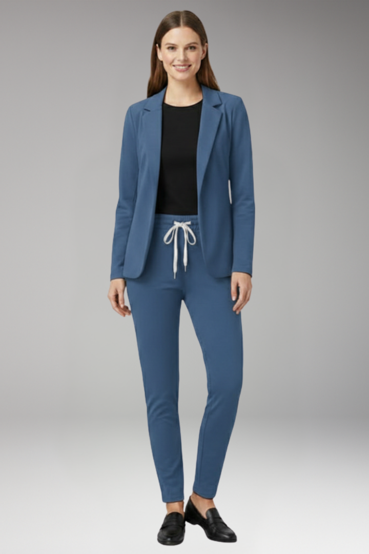 Women's Two-Piece Set with Blazer and Drawstring Trousers
