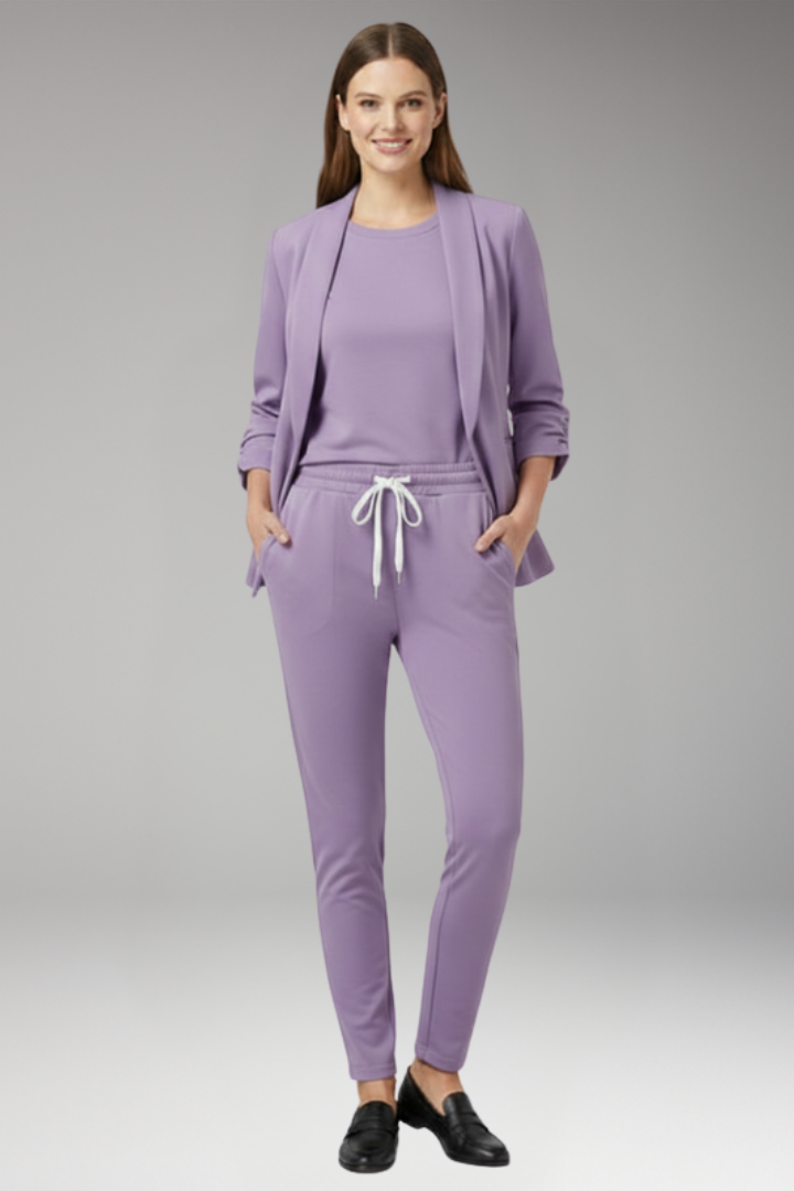Women's Two-Piece Set with Blazer and Drawstring Trousers