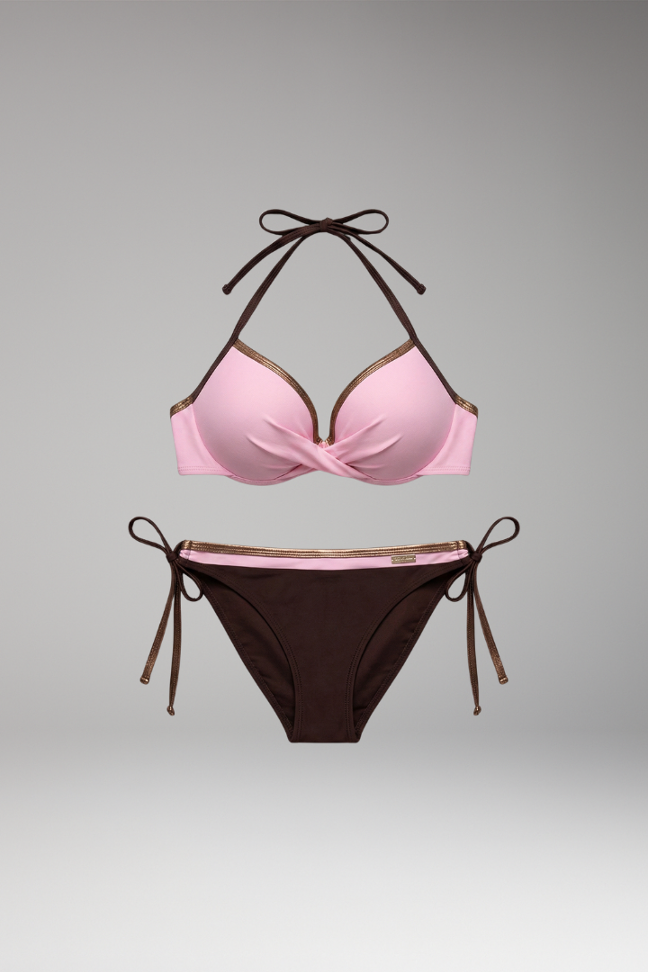Women’s Bikini Set with Metallic Accents and Adjustable Straps