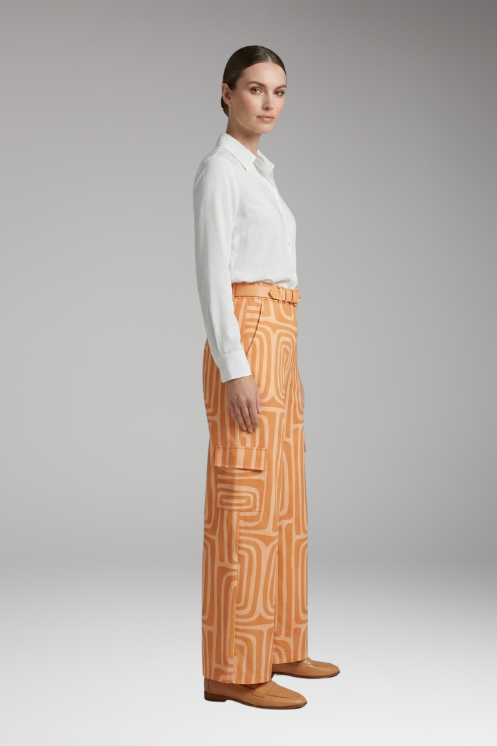 Women's Blouse and Trousers Set with Patterned Trousers