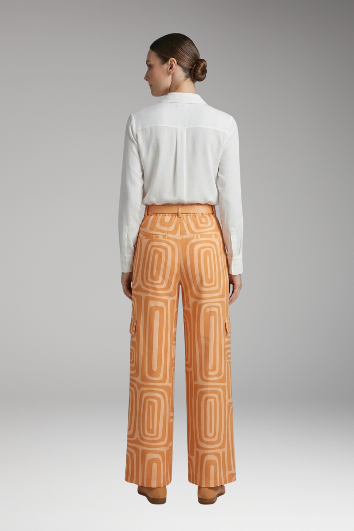 Women's Blouse and Trousers Set with Patterned Trousers