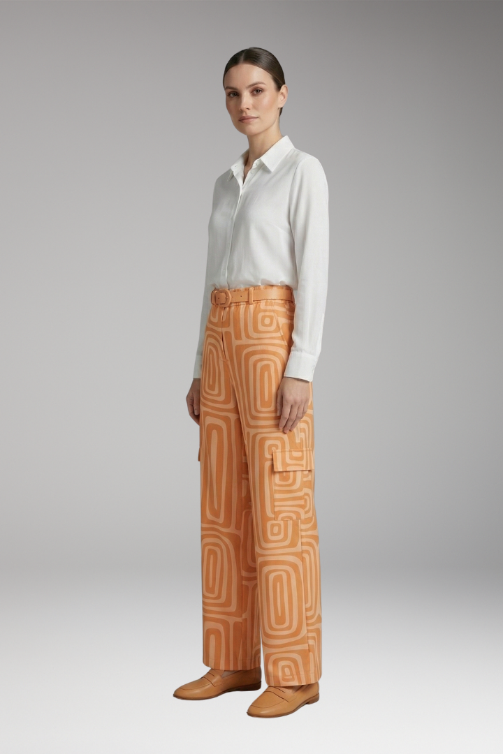 Women's Blouse and Trousers Set with Patterned Trousers