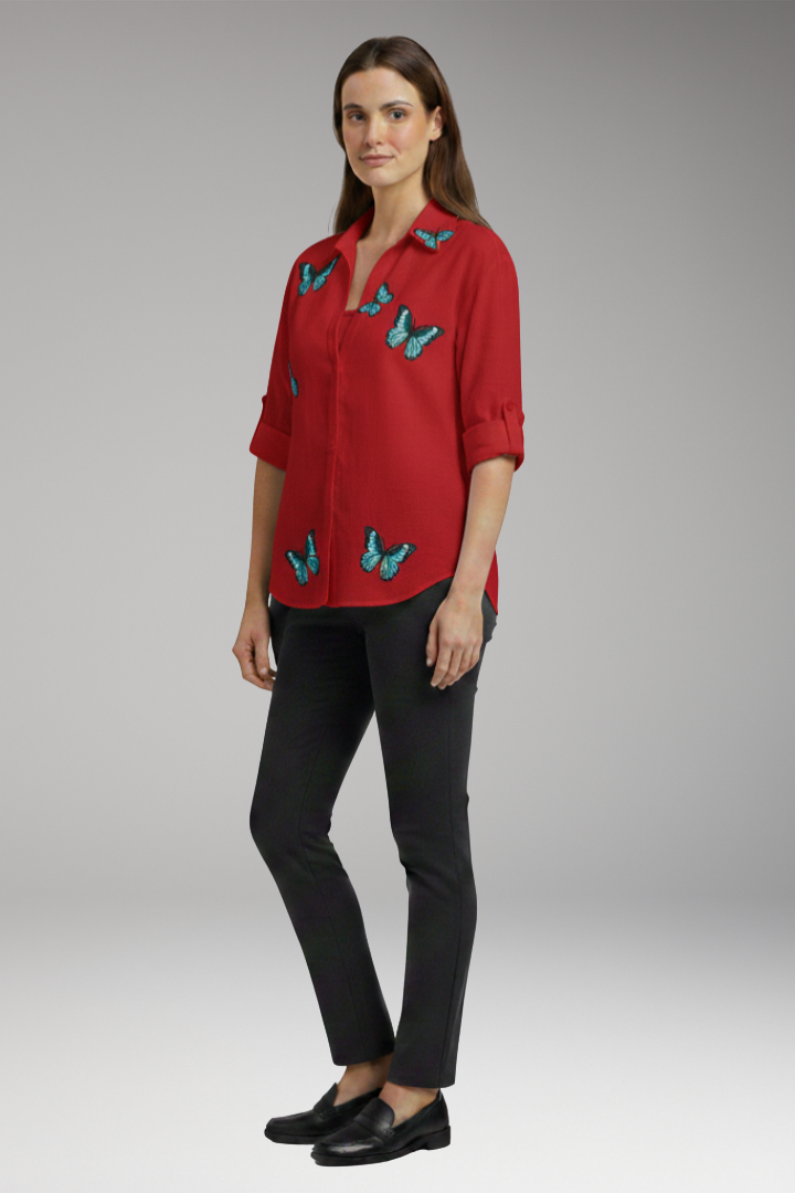 Women’s Blouse with Button-Front and Pocket