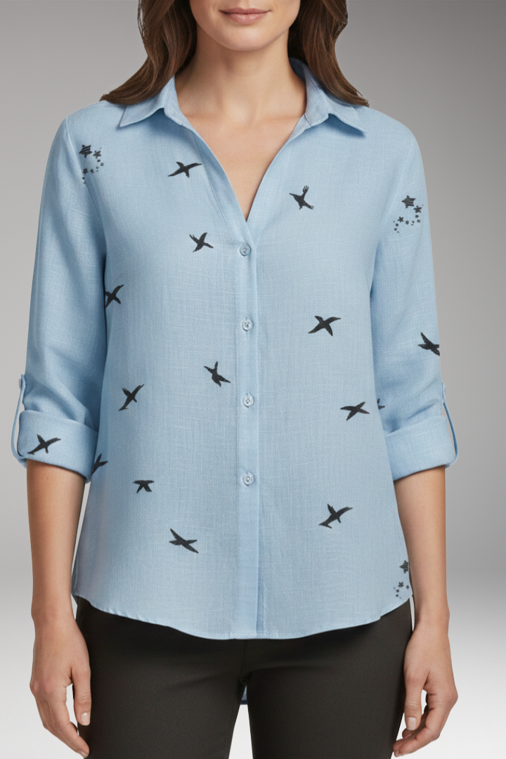 Women’s Blouse with Button-Front and Pocket