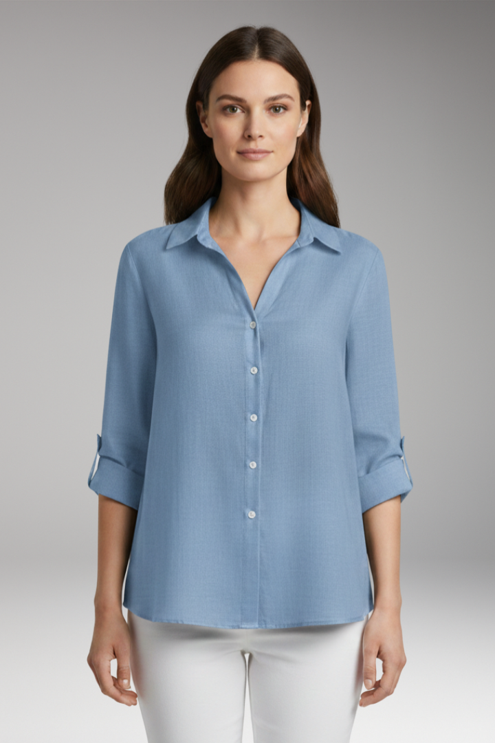 Women’s Blouse with Long Sleeves and Button Placket