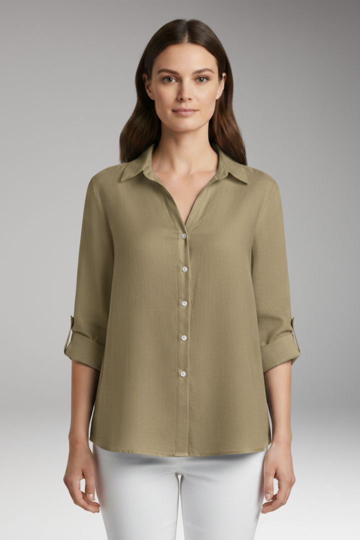 Women’s Blouse with Long Sleeves and Button Placket