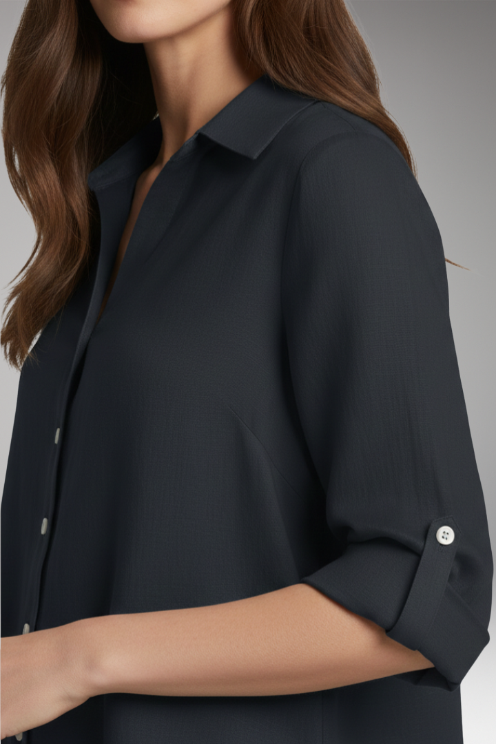 Women’s Blouse with Long Sleeves and Button Placket