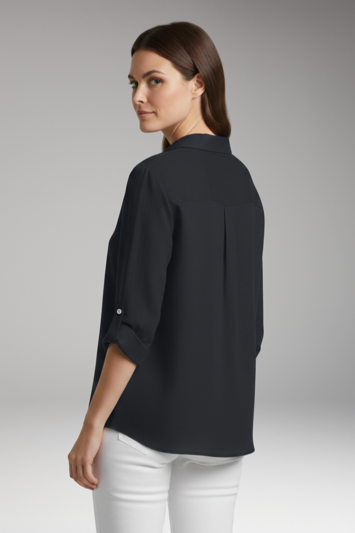 Women’s Blouse with Long Sleeves and Button Placket