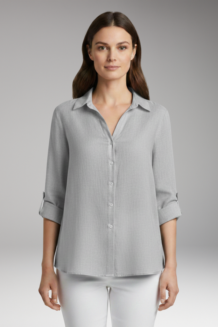 Women’s Blouse with Long Sleeves and Button Placket