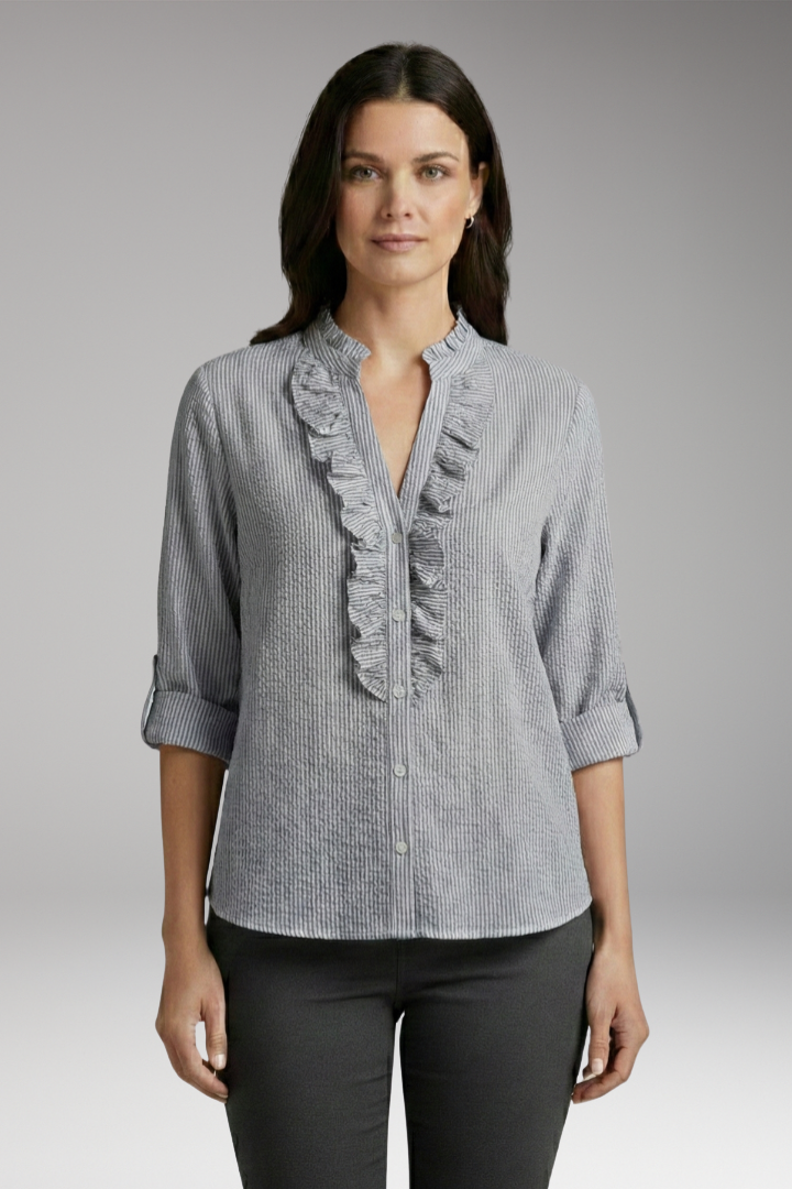 Women's Blouse with Ruffles and Button Placket