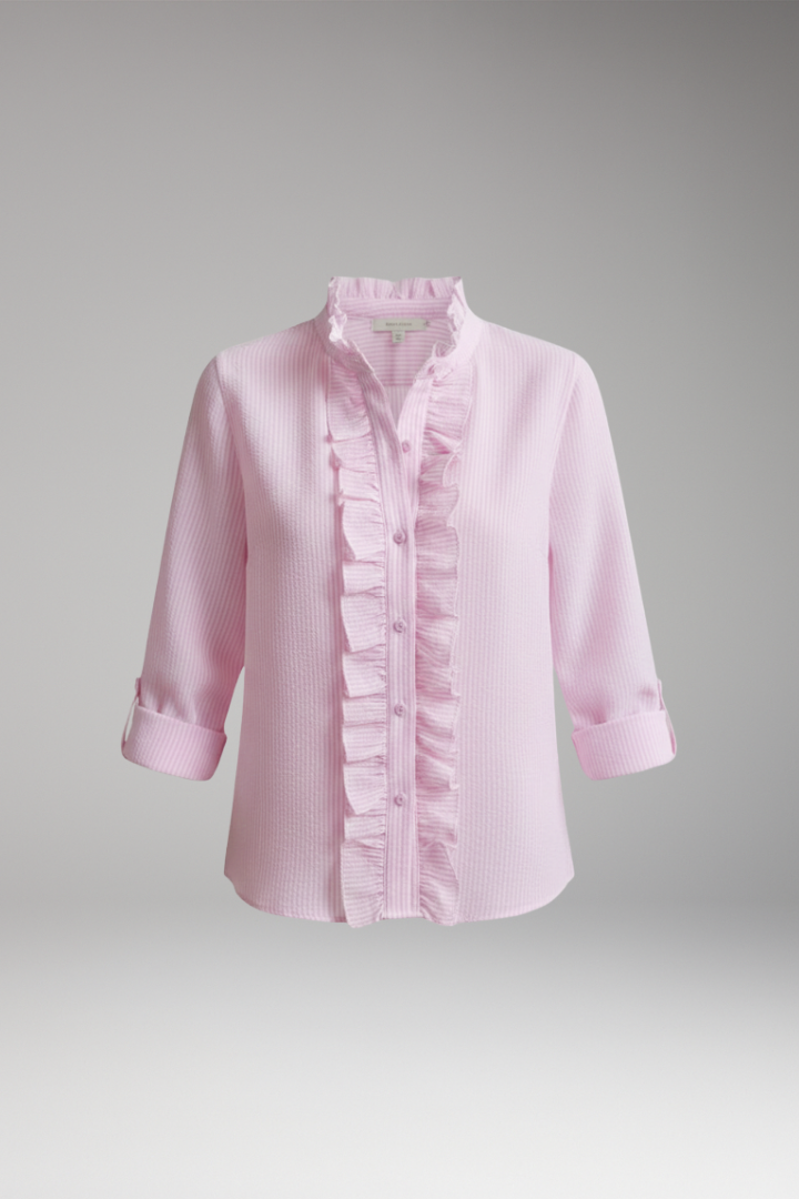Women's Blouse with Ruffles and Button Placket
