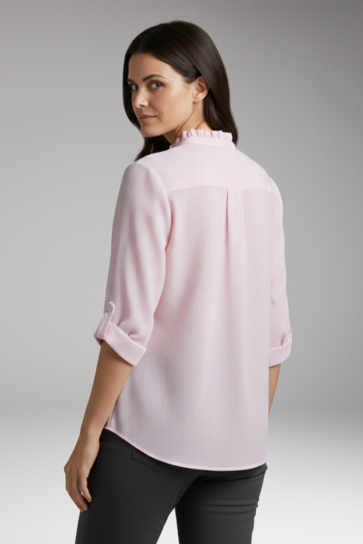 Women's Blouse with Ruffles and Button Placket