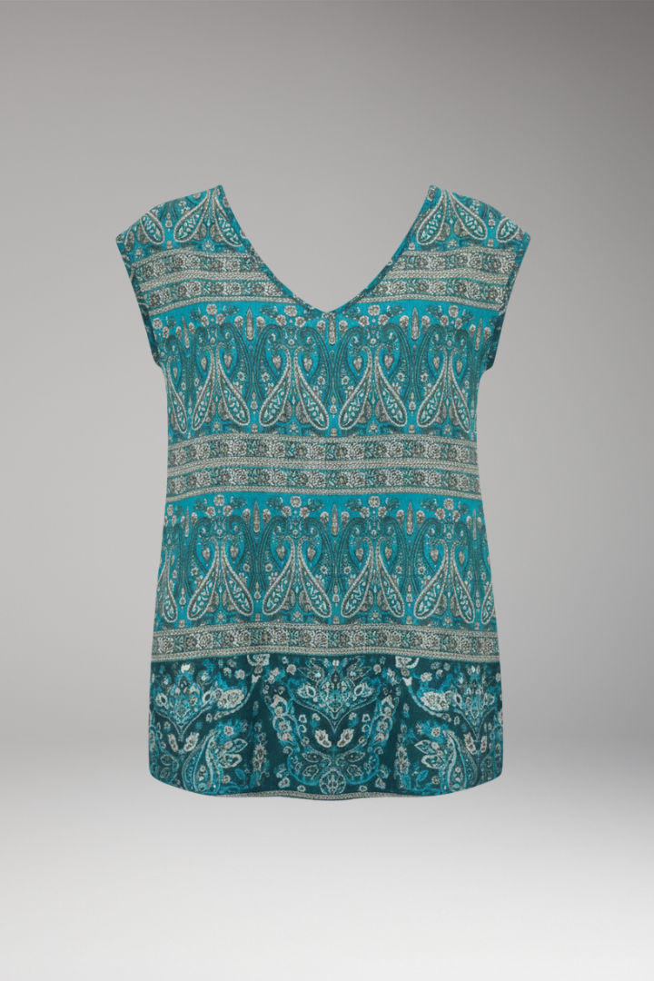 Women’s Blouse with V-Neck and Floral Design