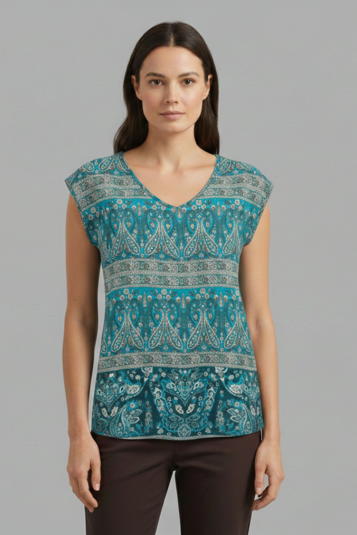 Women’s Blouse with V-Neck and Floral Design