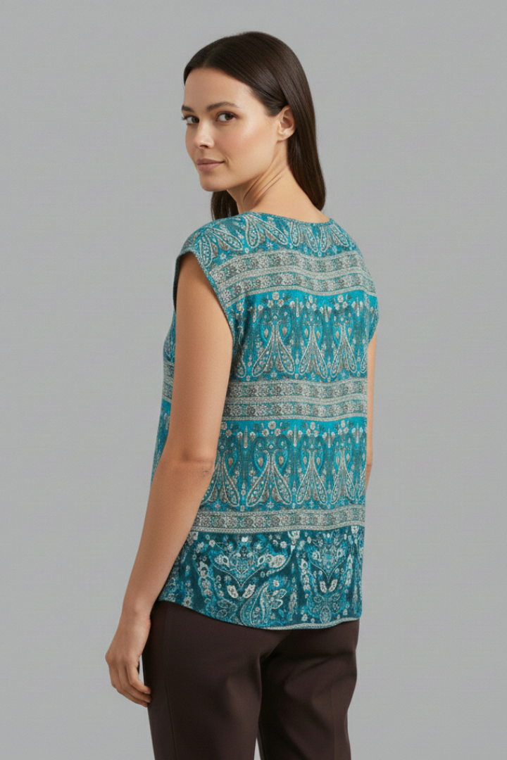 Women’s Blouse with V-Neck and Floral Design