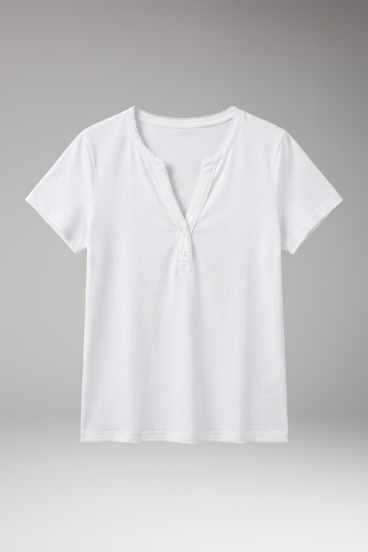 Women's Casual T-shirt with V-neck and Short Sleeves