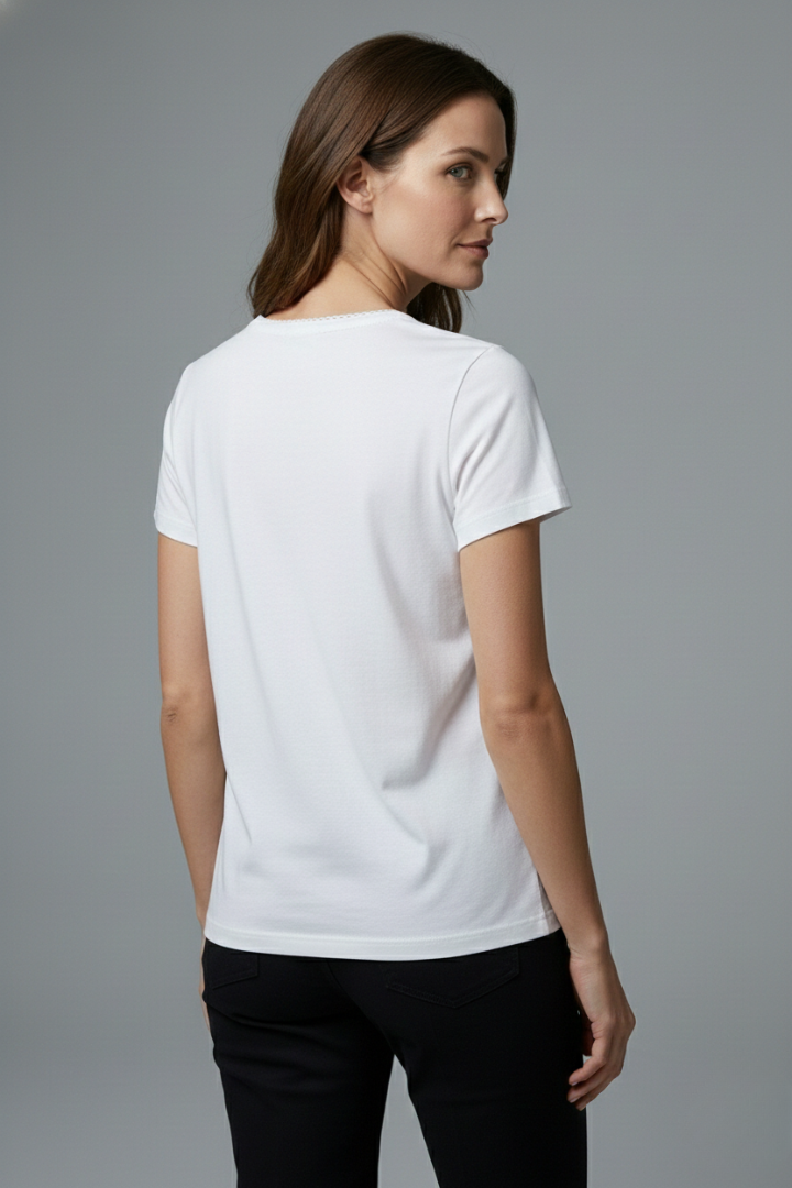 Women's Casual T-shirt with V-neck and Short Sleeves
