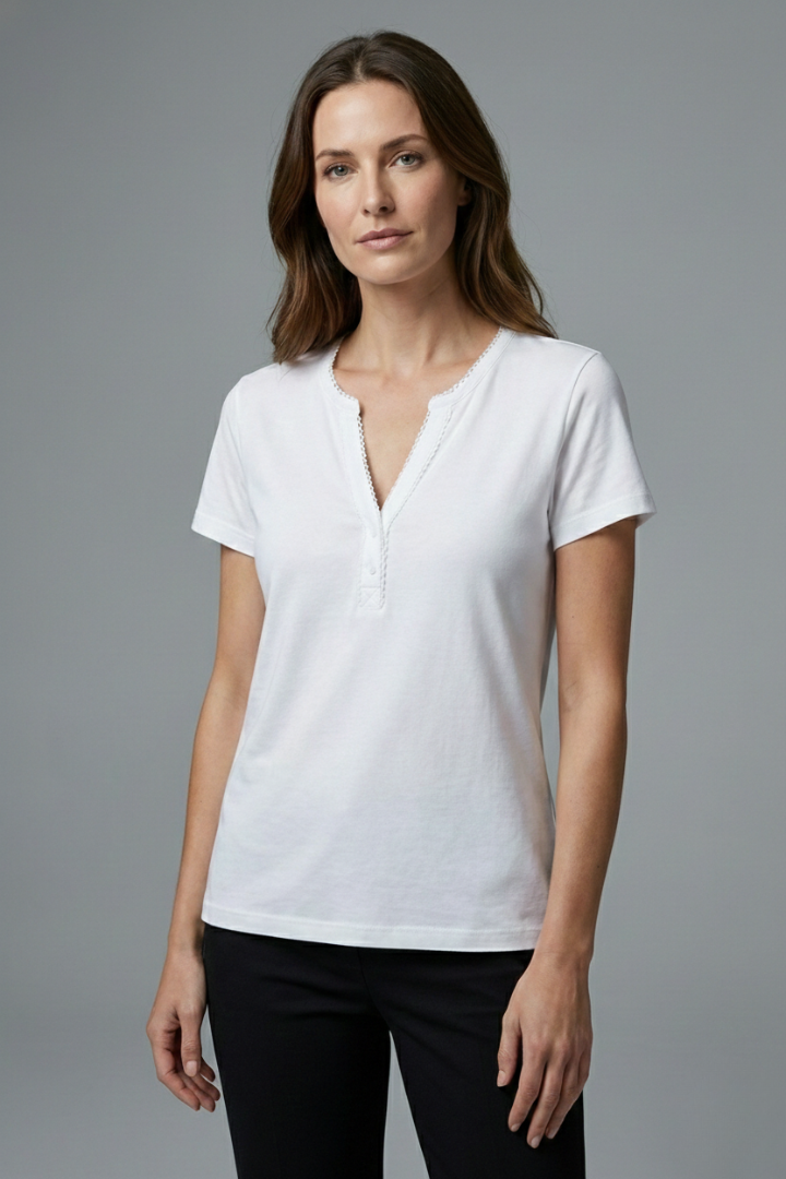 Women's Casual T-shirt with V-neck and Short Sleeves