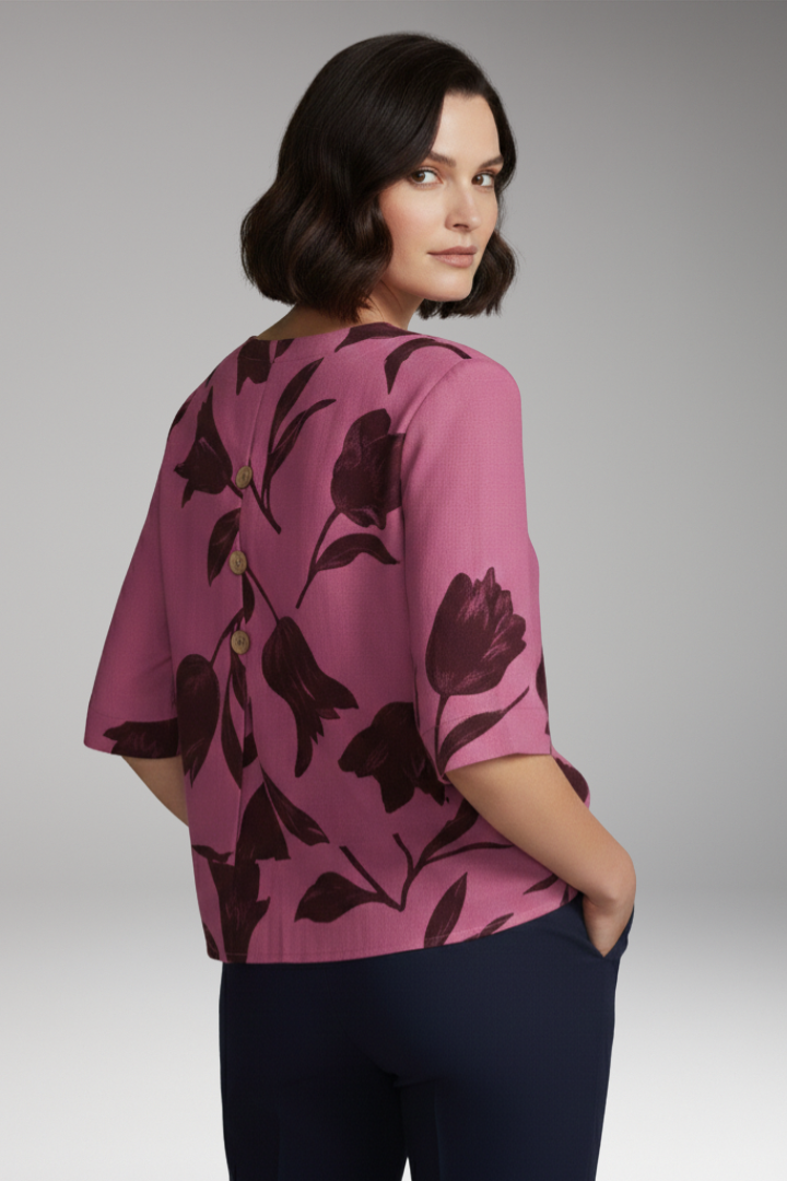 Women’s Floral Print Blouse with V-Neck