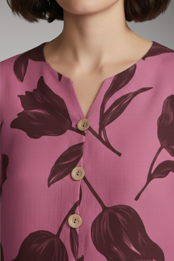 Women’s Floral Print Blouse with V-Neck