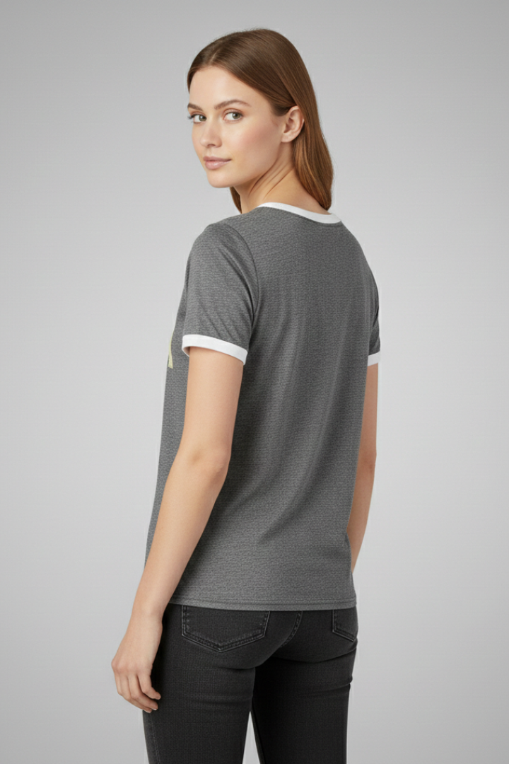 Women's Graphic T-shirt with Short Sleeves and Rainbow Design
