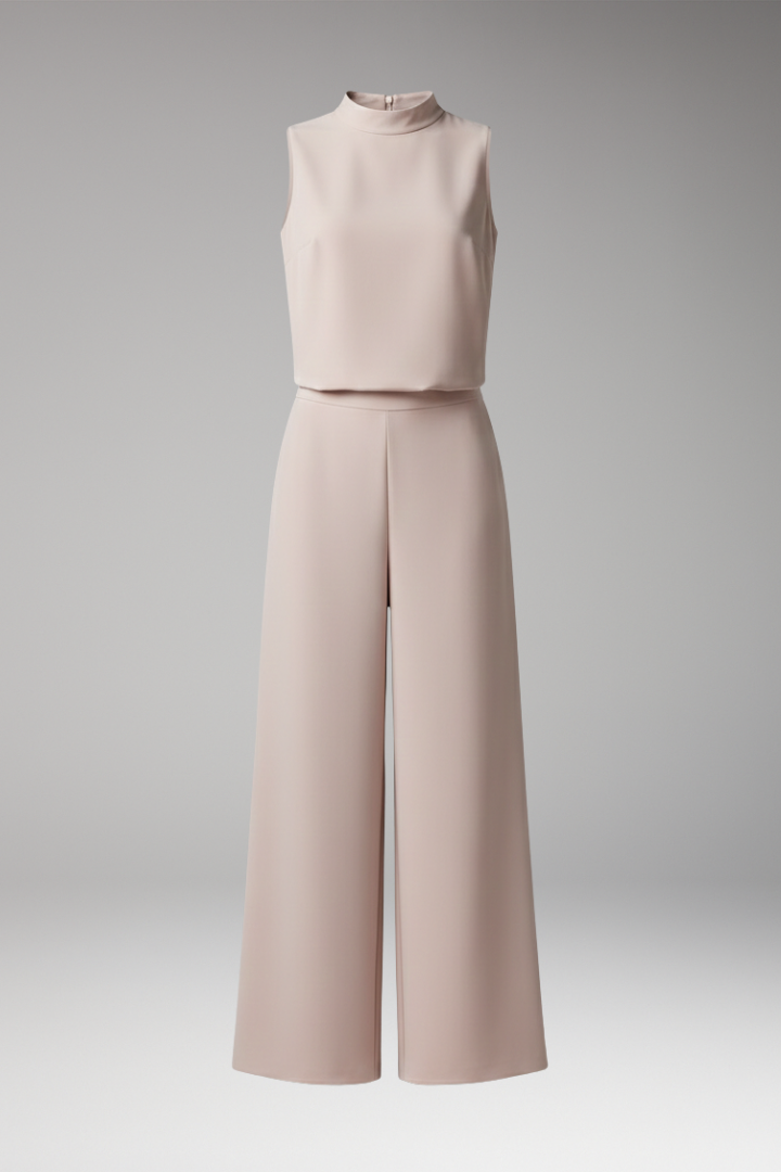 Women's Jumpsuit with High Collar and Wide Legs