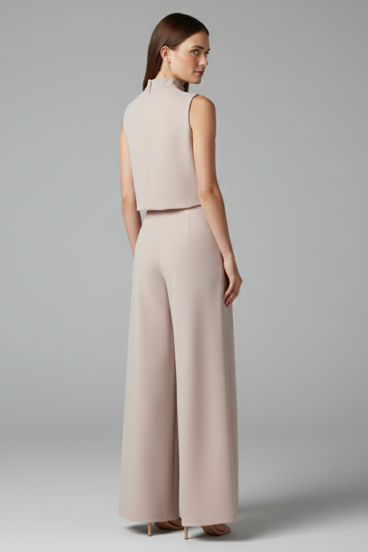 Women's Jumpsuit with High Collar and Wide Legs