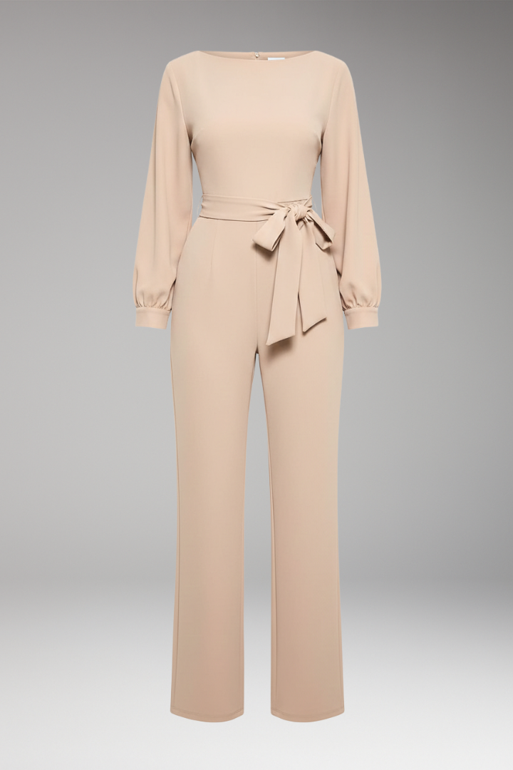 Women's Jumpsuit with Long Sleeves and Belt for Casual Wear