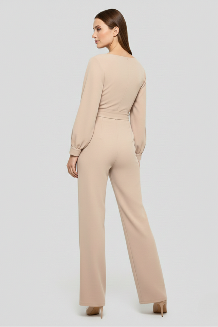 Women's Jumpsuit with Long Sleeves and Belt for Casual Wear