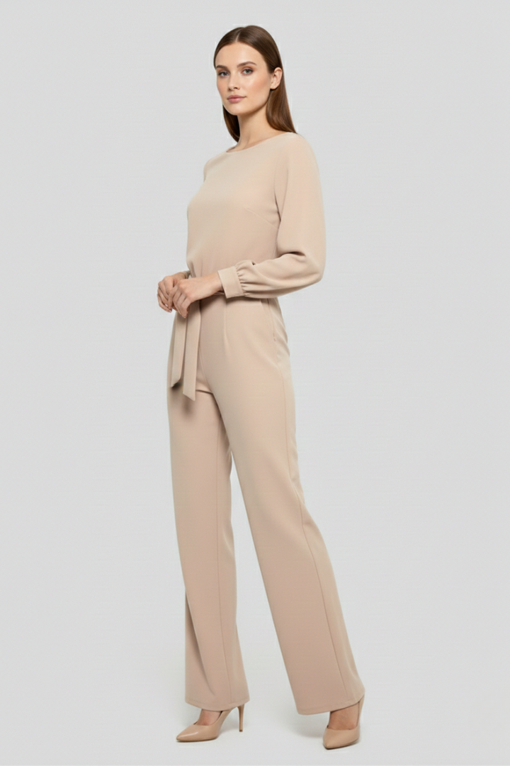 Women's Jumpsuit with Long Sleeves and Belt for Casual Wear