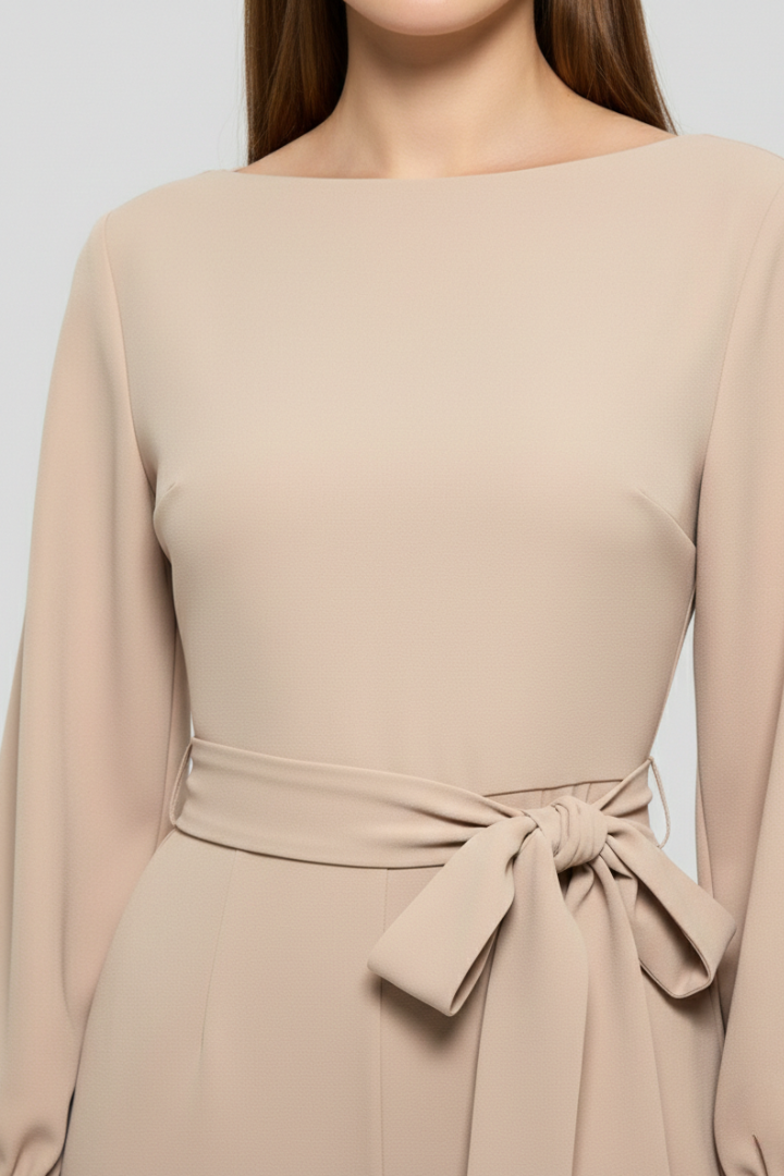 Women's Jumpsuit with Long Sleeves and Belt for Casual Wear