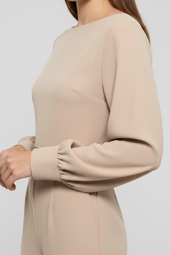 Women's Jumpsuit with Long Sleeves and Belt for Casual Wear