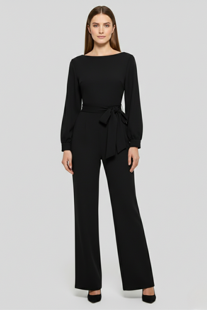 Women's Jumpsuit with Long Sleeves and Belt for Casual Wear