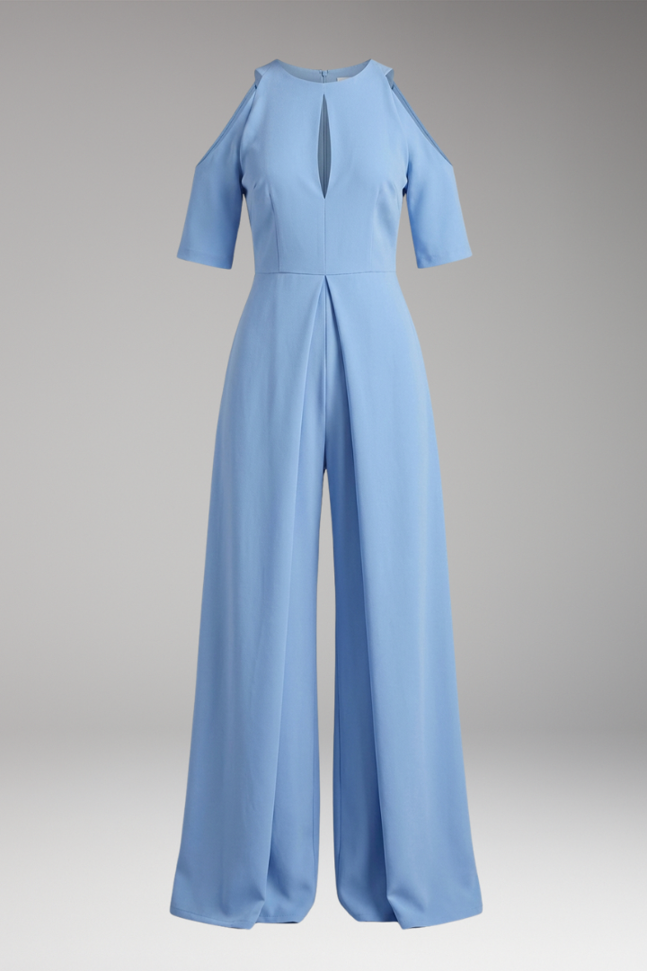 Women's Jumpsuit with Straight Legs and Round Neckline