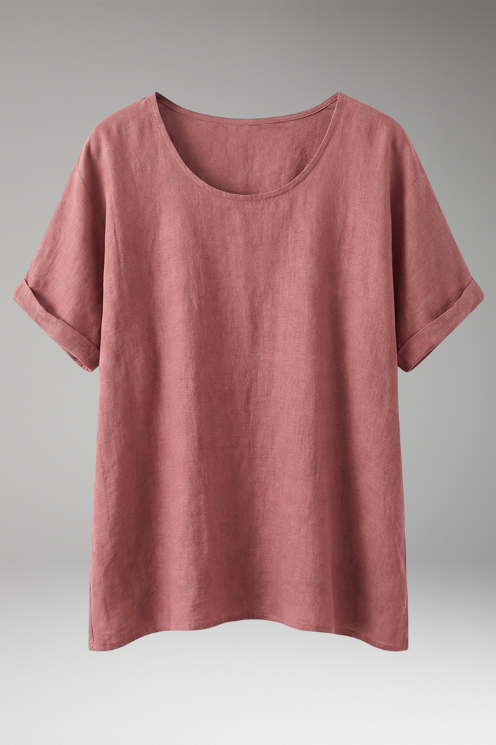 Women's Loose-Fitting T-Shirt with Short Sleeves and Wide Neck