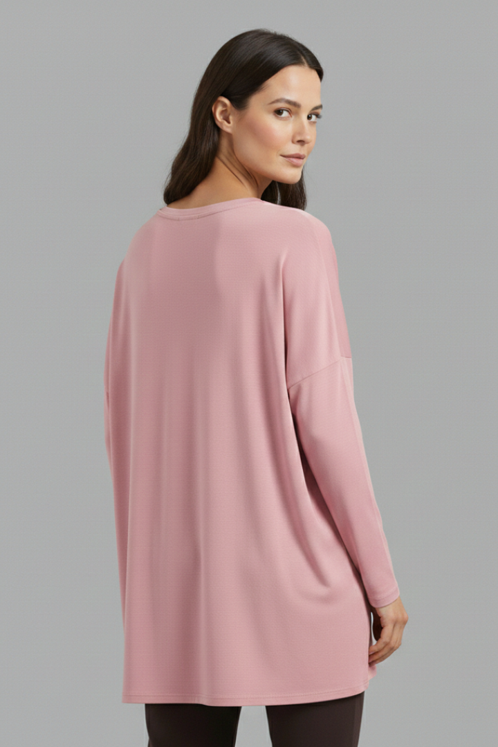 Women's Oversized Shirt with V-Neck and Long Sleeves