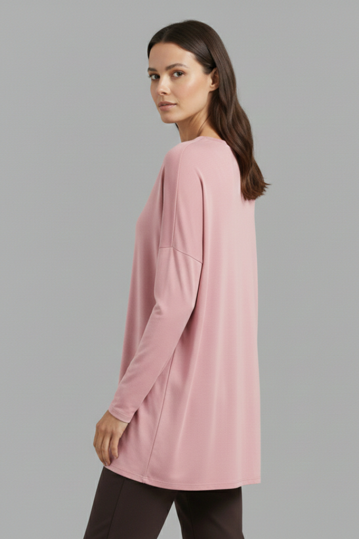 Women's Oversized Shirt with V-Neck and Long Sleeves
