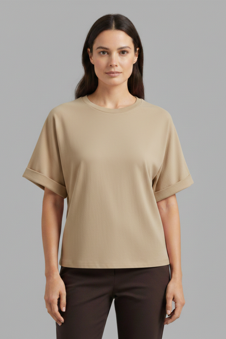 Women’s Oversized T-Shirt with Round Neck and Wide Sleeves