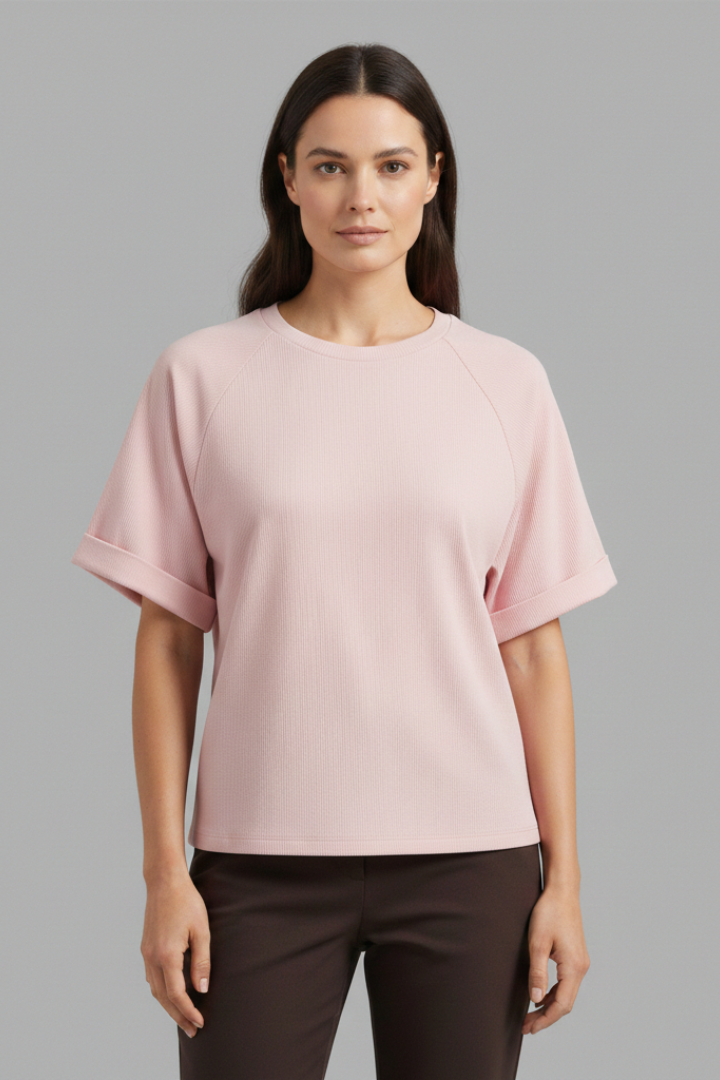 Women’s Oversized T-Shirt with Round Neck and Wide Sleeves