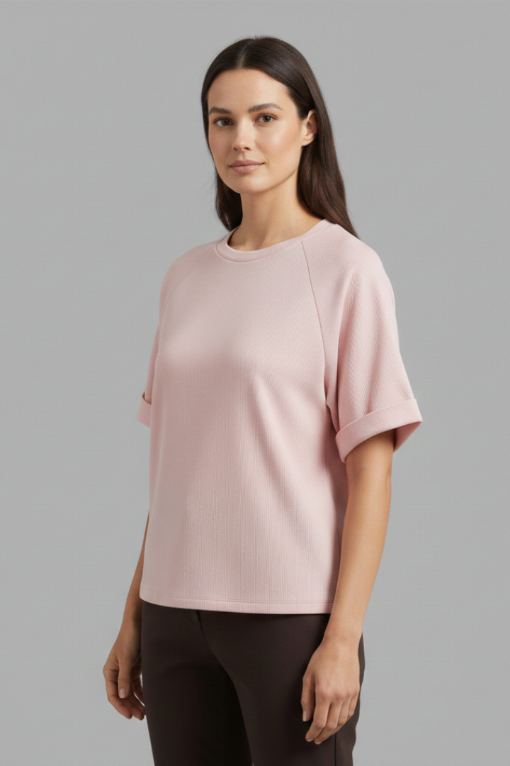 Women’s Oversized T-Shirt with Round Neck and Wide Sleeves