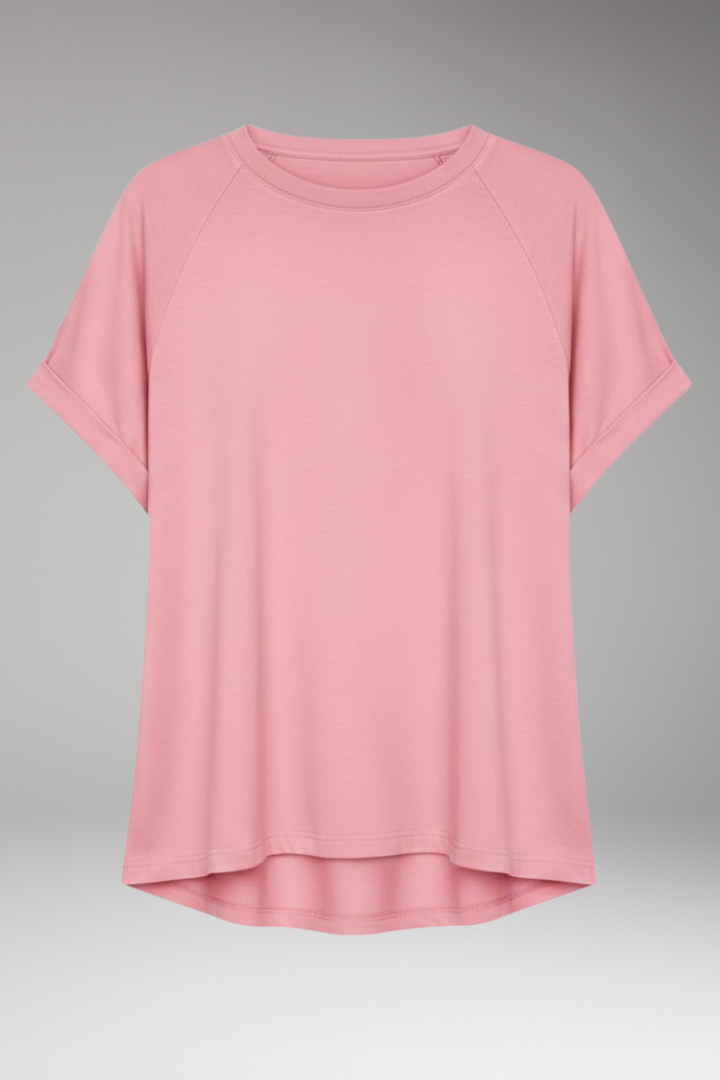 Women's Oversized T-shirt with Short Sleeves and Round Neck