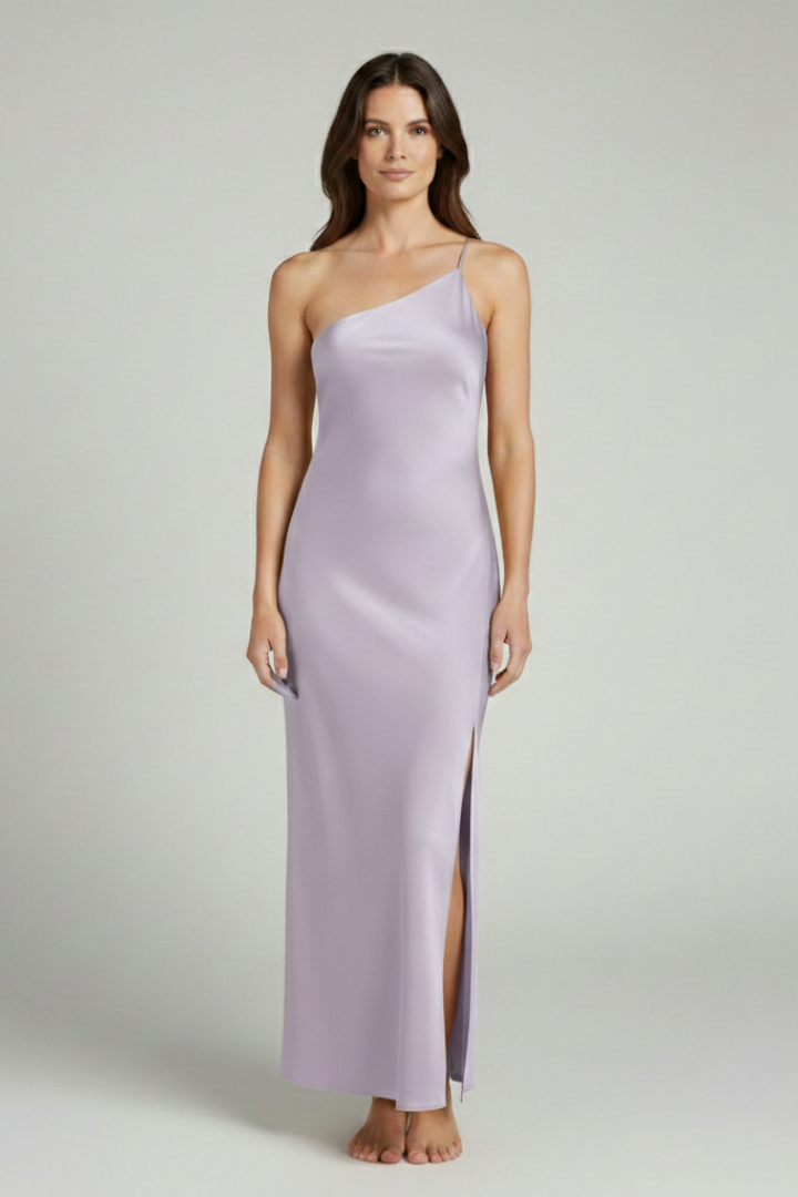 Women's Satin Slip Dress with Slit and Elegant Fit
