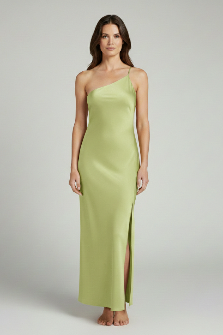 Women's Satin Slip Dress with Slit and Elegant Fit