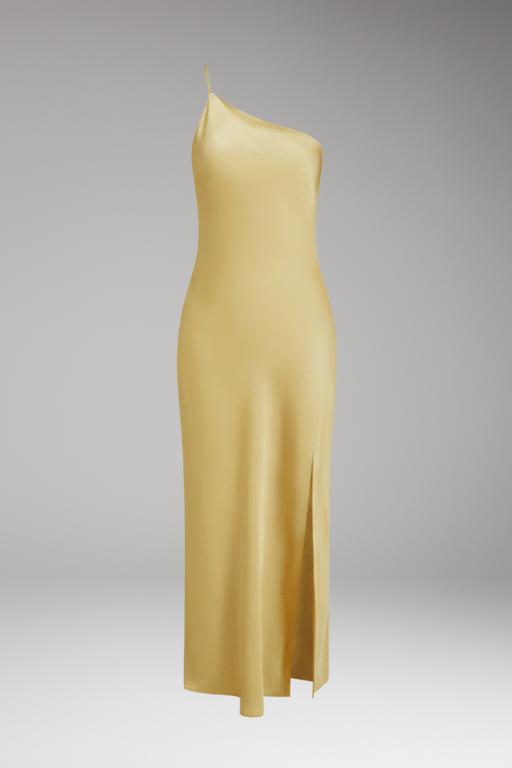 Women's Satin Slip Dress with Slit and Elegant Fit