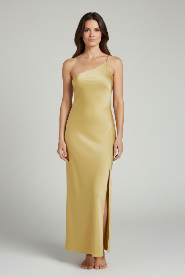 Women's Satin Slip Dress with Slit and Elegant Fit