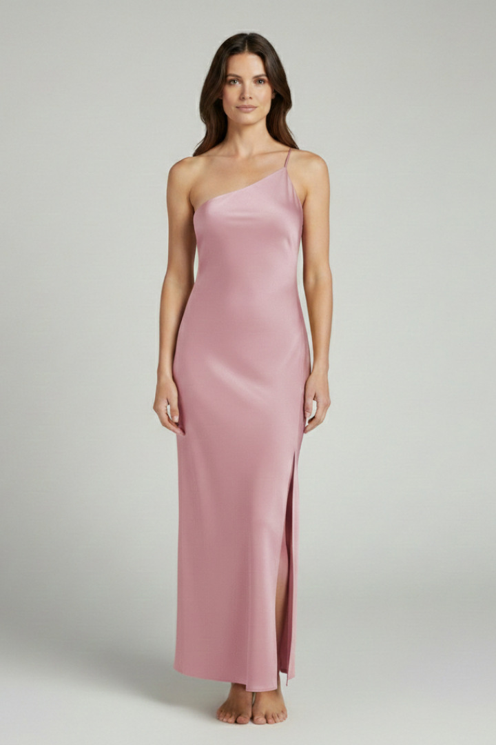 Women's Satin Slip Dress with Slit and Elegant Fit