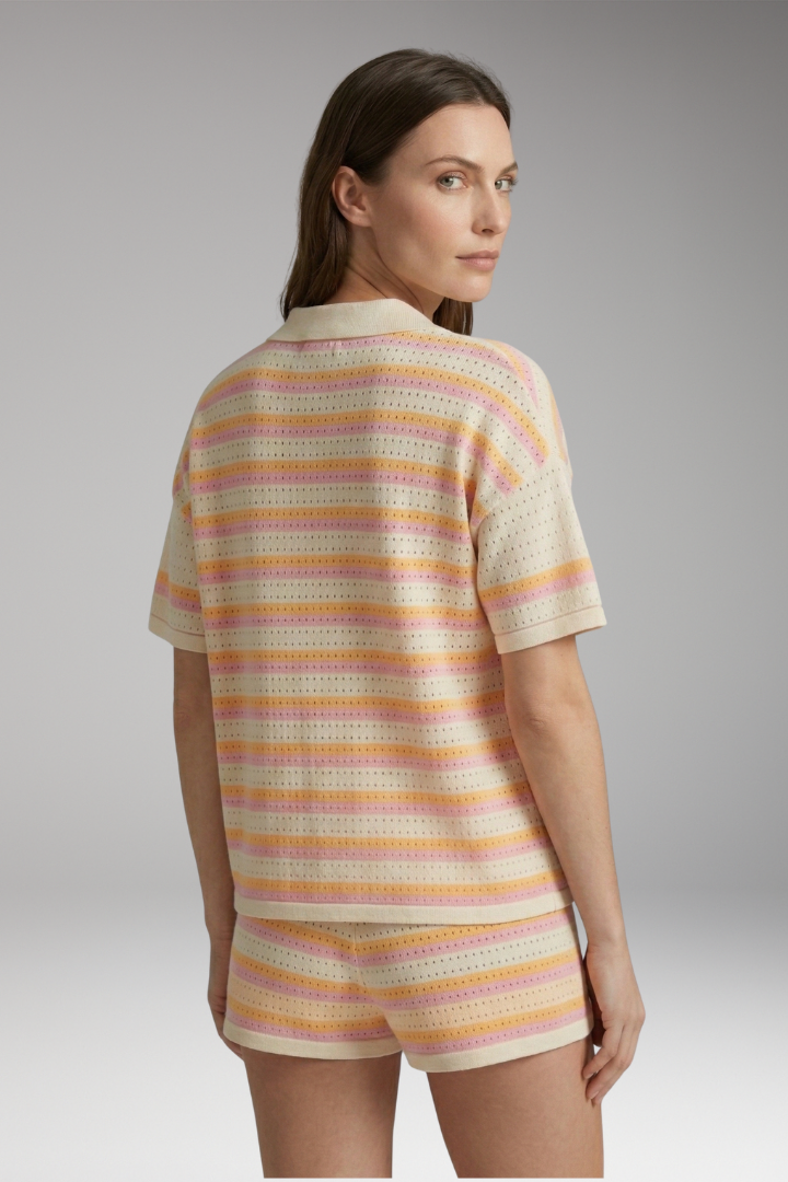 Women's Shirt and Shorts Set with Vibrant Stripes