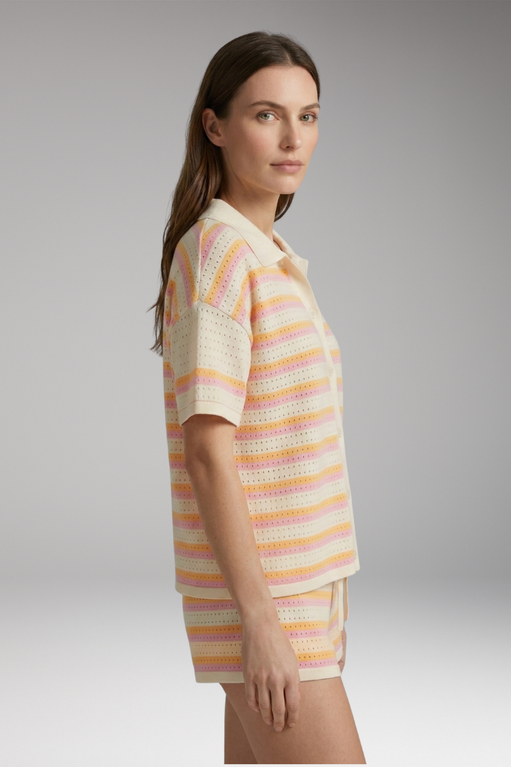 Women's Shirt and Shorts Set with Vibrant Stripes